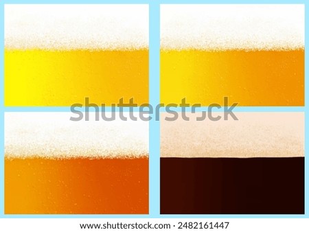 Close-up background of beer. 4 types: light, lager, ale, black
