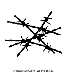 Close-up of barbed wire with sharp points and twisted metal strands, used for security and fencing purposes.