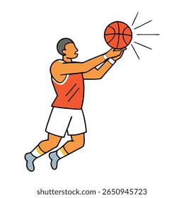 Close-up of basketball player's hands in mid-air, releasing the ball in a perfect shooting form, fingers flicked, ball arcing toward the hoop with focus and precision.
