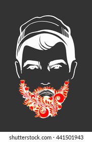 Closeup of beard and mustache man. Traditional Russian Style