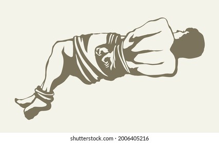 Mann mit geschlossenen Händen. Vektorgrafik