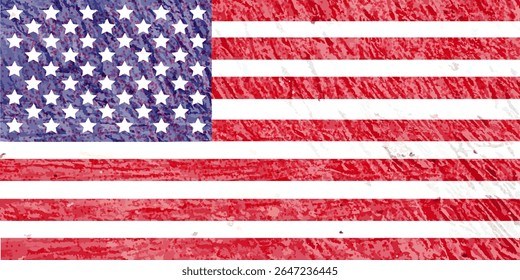 Closeup bendera Amerika grunge. Closeup of grunge American flag. united states flag. vector illustration