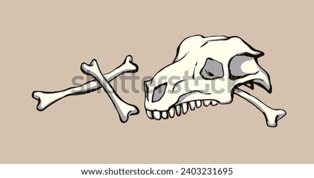 Closeup big white limb goat pet leg eat part antique retro age bull hip hunt nature element. Line hand drawn old die ram roe cow sheep body fibula joint dog wolf food meal icon sign sketch art cartoon