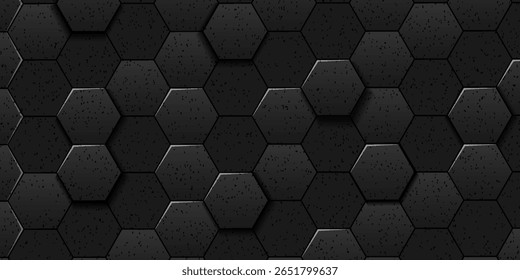 Close-up of black background texture,macro black background texture,Seamless pattern of texture silver or stainless steel hexagon for background. Abstract, Art and Close up object concept