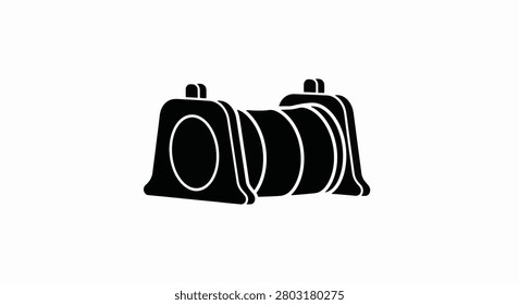 Closeup of black camera lenses