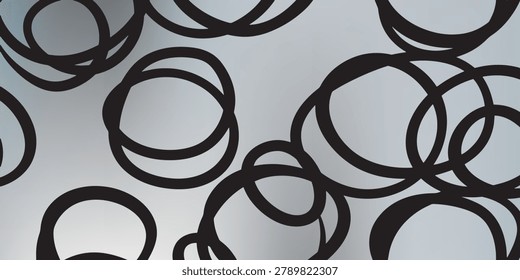 Close-up of black circular rings pattern arranged on a white surface background