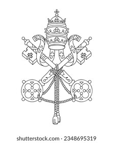 Closeup black color world heraldic EU roman land city liberty pride glory day war unity pope crown key shape view white sky text space. Line web art euro world Rome official peace unit logo shield set