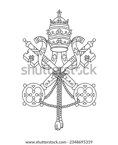 Closeup black color world heraldic EU roman land city liberty pride glory day war unity pope crown key shape view white sky text space. Line web art euro world Rome official peace unit logo shield set