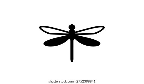 Closeup of black dragonfly silhouette
