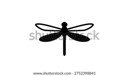 Closeup of black dragonfly silhouette