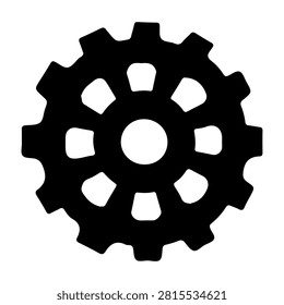 Close-up of a black gear wheel used in industrial machinery and mechanical systems, showcasing precision engineering and functionality.