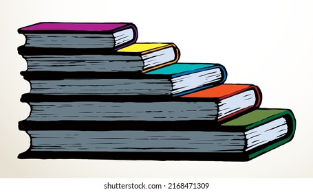 Ilustración del contorno del vector. Símbolo del conocimiento: un montón de libros