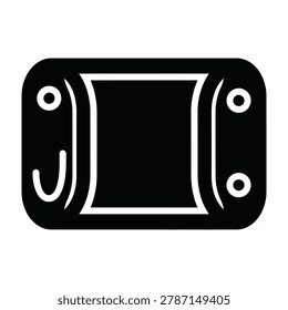 Close-up of a black metal hook and eye latch mechanism on a white background