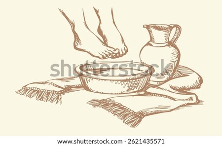 Closeup black pencil hand drawn art sign retro age beauty holy jew girl slave love gospel hot soak wet jug. Female human kid old church male sacred easter serve lord god priest skin concept text space