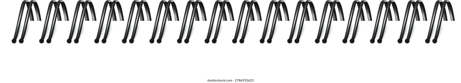 Close-up of a black spiral binding wire, commonly used for notebooks and journals, isolated on a clean white background.Black Spiral Binding Wire for Notebooks and Journals, Isolated on White Background