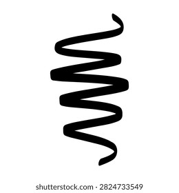 Close-up of a black spiral spring coil, showcasing its coiled structure and metallic texture, used in mechanical and industrial applications.