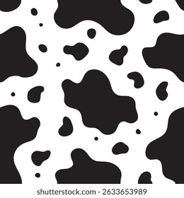 Close-up of a black and white cowhide texture with irregular spots