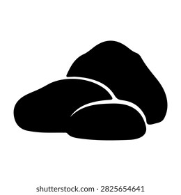 Close-up of black and white smooth pebbles arranged together, showcasing natural textures and contrasting colors on a plain background.