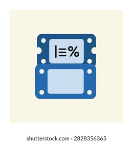 Closeup of blue electronic circuit board with symbols and text on screen, technology concept