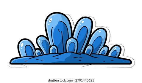 Closeup of blue ice crystals formation