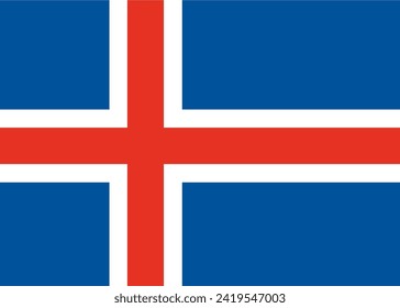 Close-up of blue red and white national flag of Northern European country of Iceland. Illustration made January 30th, 2024, Zurich, Switzerland.