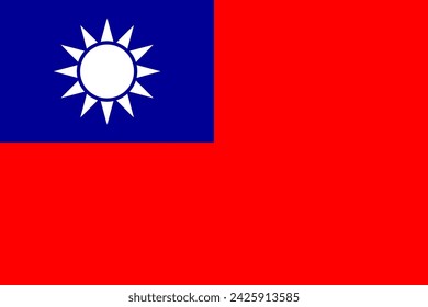 Close-up of blue, red and white national flag of Asian country of Taiwan with white sun. Illustration made February 15th, 2024, Zurich, Switzerland.
