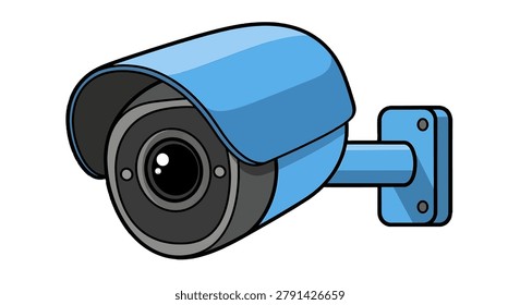 Close-up of blue security camera