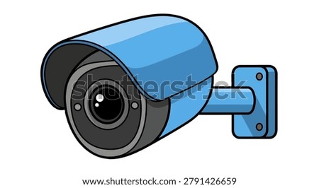 Close-up of blue security camera
