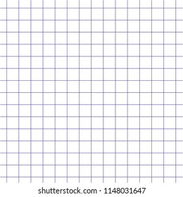 Closeup blue square grid paper background vector. Mathematics grid background. Cage notebook paper illustration. Education, architect, technical template sheet.