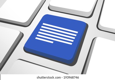 Close-up of blue texts computer icon on a keyboard button.