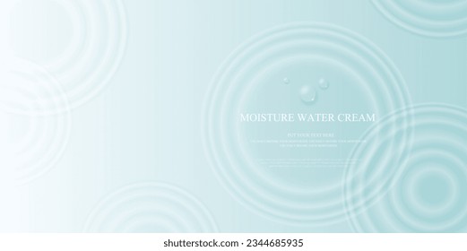 Closeup of blue transparent clear calm water surface texture with splashes and bubbles for cosmetic moisturizer background. vector design.