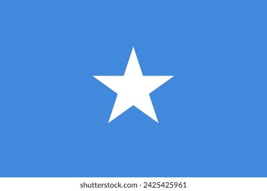 Close-up of blue and white national flag of African country of Somalia with white star. Illustration made February 14th, 2024, Zurich, Switzerland.