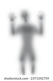 Closeup and blurred of shadow in human ghost shape with pretend ghost acting look like scary ghost on white background