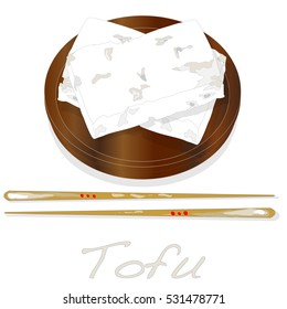 Closeup of a bowl of tofu vector illustration