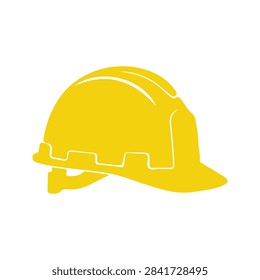 Close-up of a bright yellow construction helmet used for safety and protection on construction sites and industrial environments.
