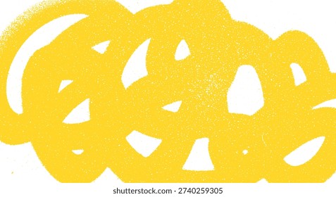 Close-up of bright yellow paint strokes forming an abstract pattern on a clean white surface, showcasing a dynamic and energetic artistic expression.
