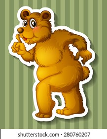 Closeup brown bear on striped background