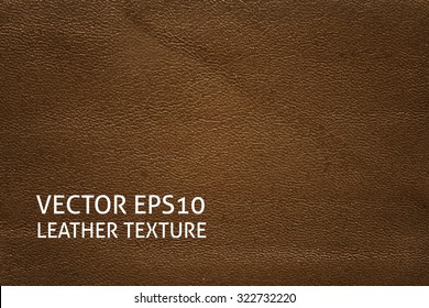 Closeup brown leather texture. Horizontal vector background.