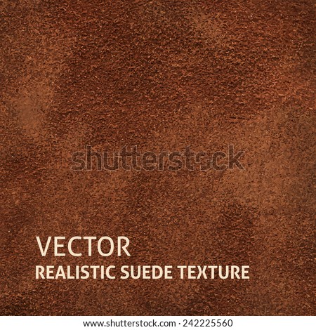 Closeup brown suede texture. Grunge vector background.