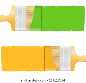 Close-up of brushes with paint, vector eps10 illustration