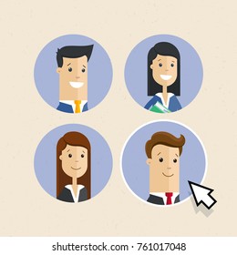 Close-up of business people, hiring the candidates. Concept of Recruitment. Vector, illustration, flat