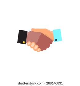 Close-up of Business People Shaking Hands. Vector Illustration.