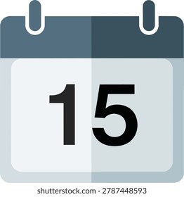 A close-up of a calendar page displaying the number 15, representing a specific date.