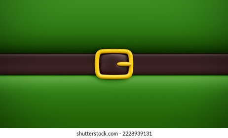 Closeup cartoon green Saint Patrick's suit with belt and buckle. St. Patrick's day. Irish traditional national holiday concept background. Vector illustration