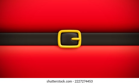 Closeup cartoon red Santa Claus suit with belt and buckle. Merry Christmas and Happy New Year concept background for christmas greeting or invitation card. Vector illustration