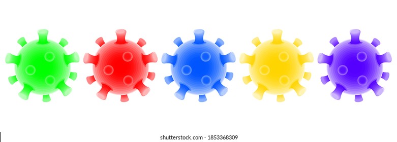Close-up cell or bacteria molecule. Coronavirus, flu, infectious disease, covid-19 icon. Isolated on white background. Virus under microscope, medical treatment or research concept. Vector, 3d effect.