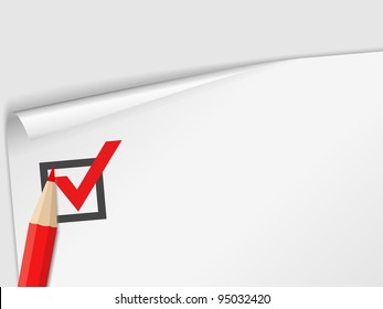 Close-up of a check list with a red pencil, vector eps10 illustration (transparent shadows)