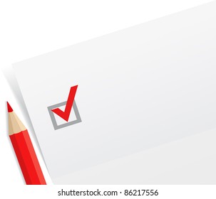 Close-up of checklist with a red pencil, vector illustration