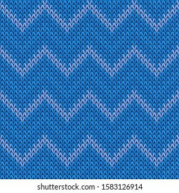 Closeup chevron stripes knit texture geometric seamless pattern. Rug hosiery textile print. Nordic style seamless knitted pattern. Repeatable background.