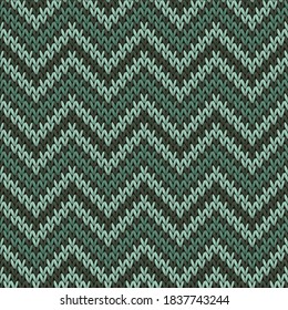 Closeup chevron stripes knitted texture geometric vector seamless. Ugly sweater knit tricot  fabric print. Traditional seamless knitted pattern. Abstract xmas wallpaper.